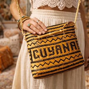 Ethnically handmade Cuyana straw woven crossbody bag